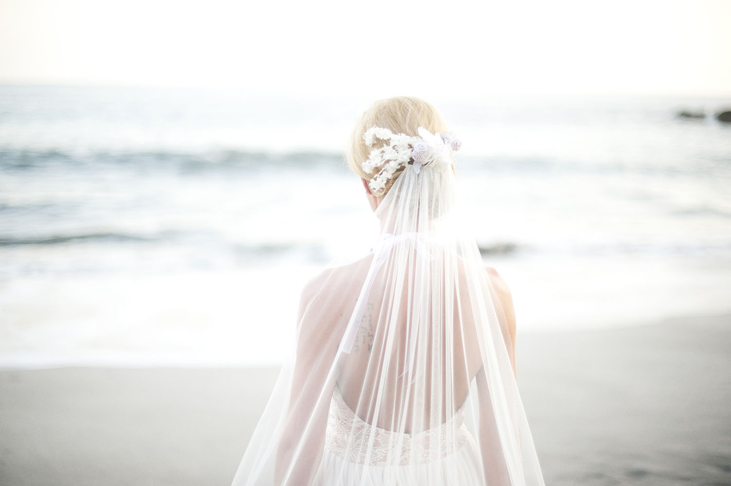 back view of brides veil