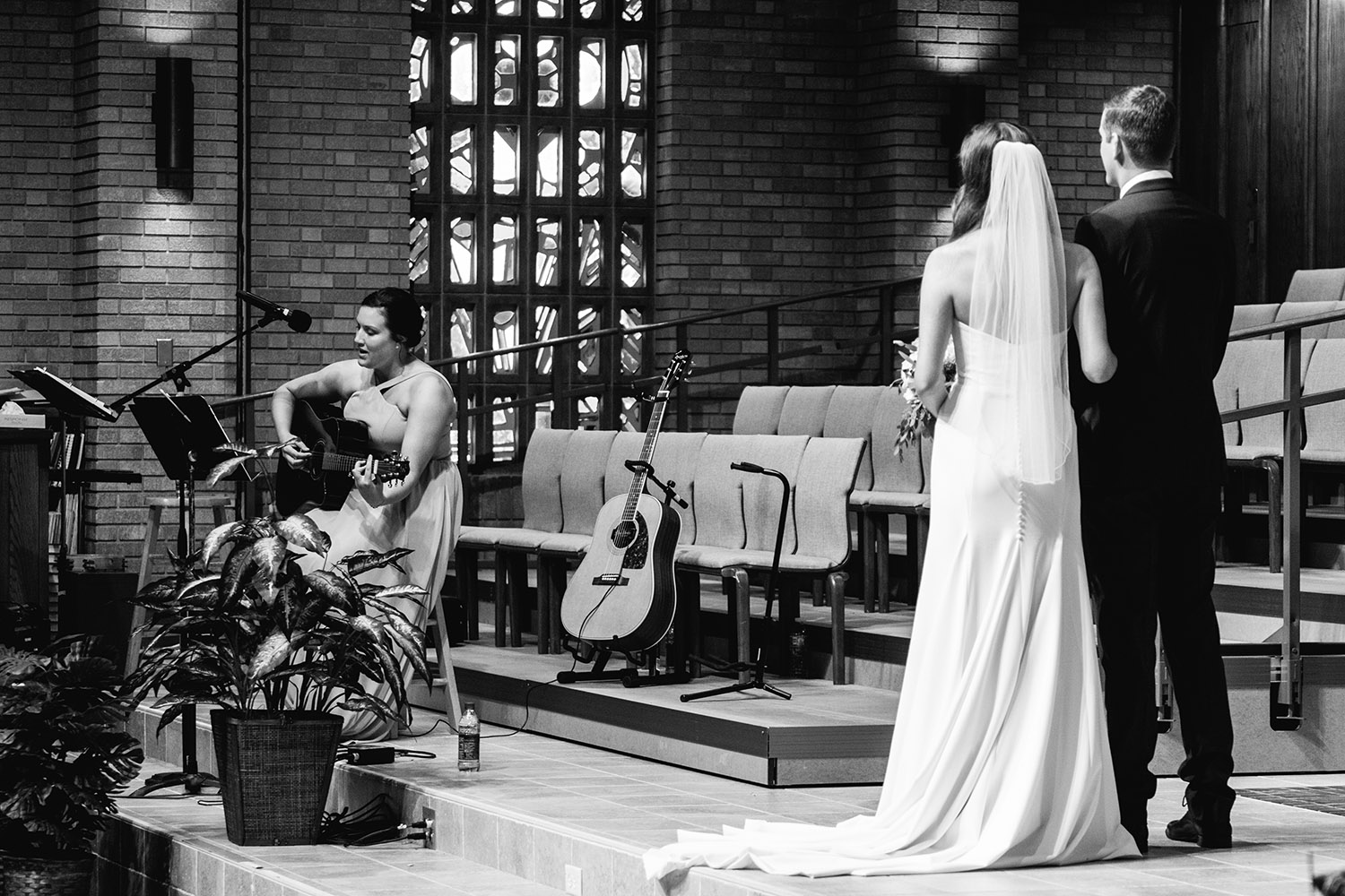 bride and groom getting married in a church